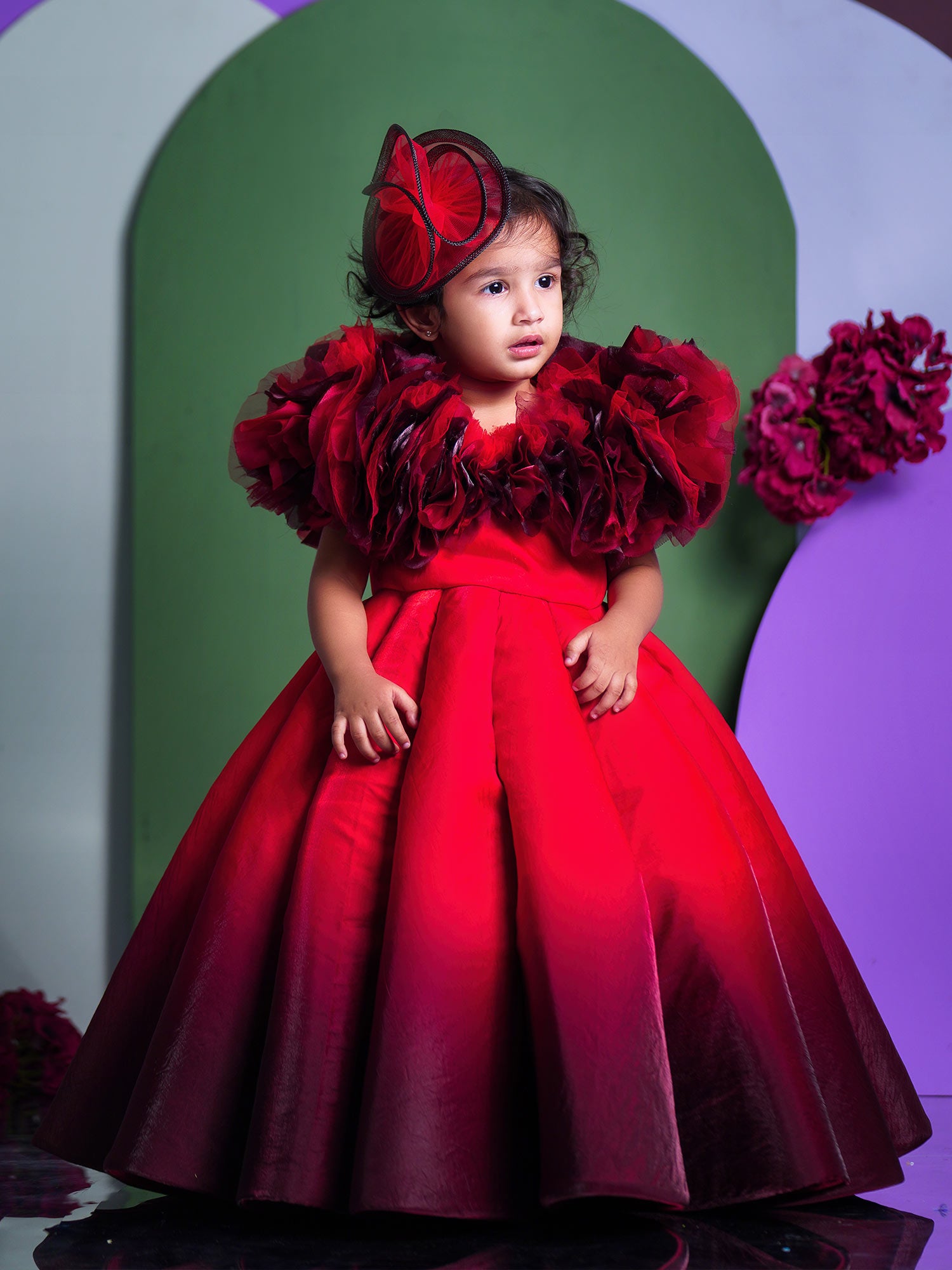 Marilla Ruffle Kids Dress – Red | Needle & Thread